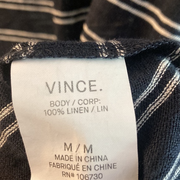 VINCE navy and white linen tank dress size medium - Picture 4 of 9